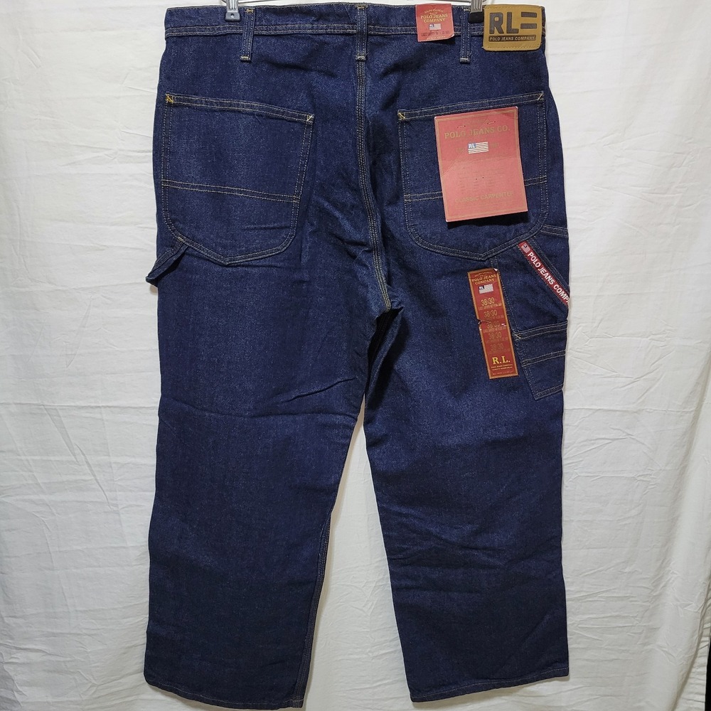 Polo Jeans Co NWT Ralph Lauren Y2K 38 X 30 Classic Carpenter Logo Insert Blue